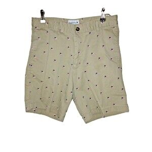 Saddlebred Men's American Flag Beige Khaki Shorts 32" Waist L-17 Inseam-12